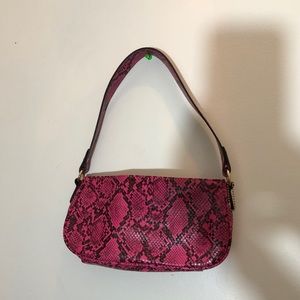 snakeskin pink purse